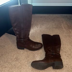 Chocolate brown leather boots